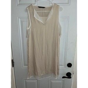 Zara Basic Dress Womens Size Small Light Beige Lined Sleeveless Vneck GUC